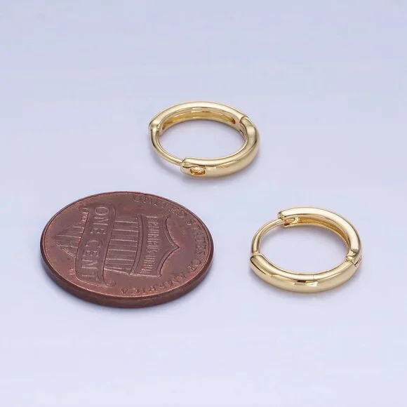 14K Gold Filled 13mm Minimalist Huggie Earrings - Picture 3 of 4
